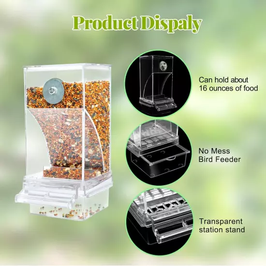 Rypet No Mess Automatic Bird Feeder Transparent Food Container 