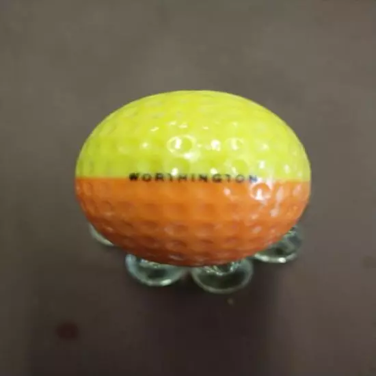 Vtg WORTHINGTON ECLIPSE STROBE 3 GOLF BALL YELLOW/ORANGE BICOLOR 2 COLOR rare!