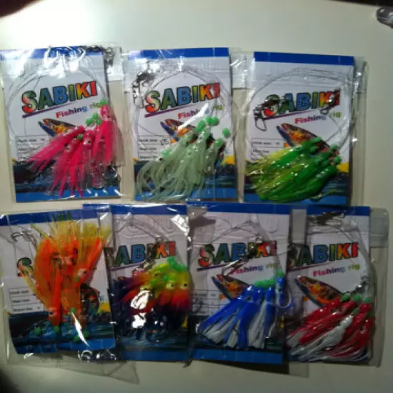 Sabiki 5 Octopus Squid Rigs Baits Fishing Lures Catch Hooks Glow in Dark Fish 