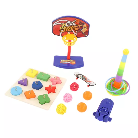 Parrot Bird Toys Set Colorful Basketball Skateboard Relieve Anxiety Puzzle Toy