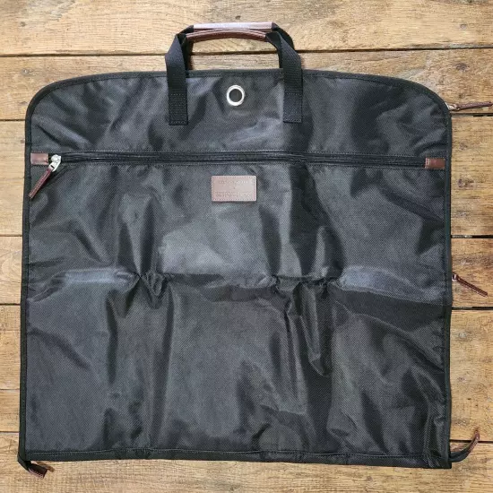 Hudson Sutler X Bespoke Post Garment Bag Black Nylon Travel Case Burgundy Lined