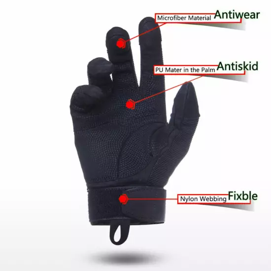 Men's Tactical Full Finger Gloves Non-Slip Outdoor Cycling Hunting Bike Gloves