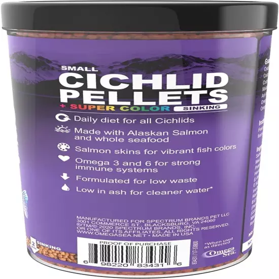 Super Color Sinking Cichlid Pellets, 2Mm Small Pellets, 8 Oz