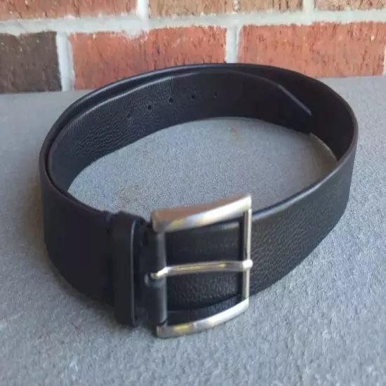 Vintage Cole Haan Men's Leather Dress Black Belt Size 40/100 Silver Buckle 