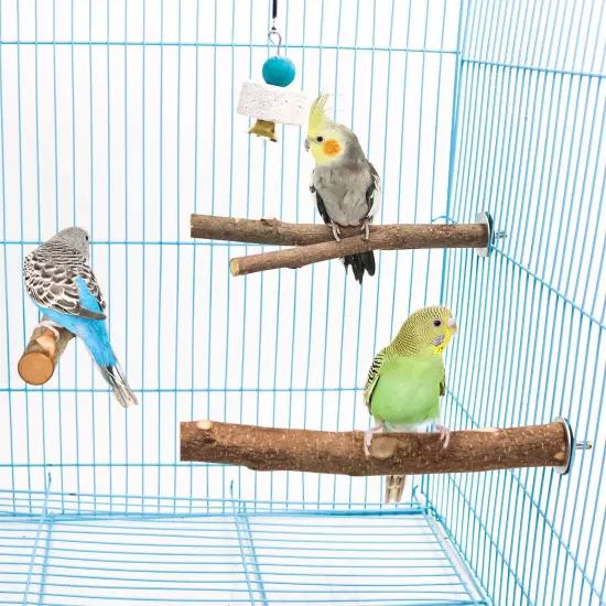 4 Pack Natural Wood Bird Perch for Bird Cages,Parrot Stand Perch Platform Exe...