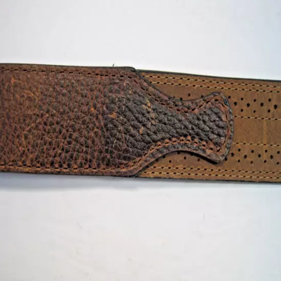 Dan Post Brown Leather Western Overlay "The Beer Buckle" Men's Belt Size 42