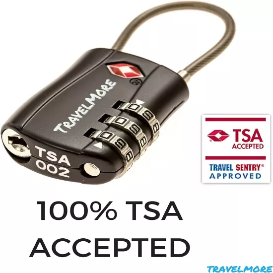 2-Pack - TSA Approved Travel Combination Cable Luggage Locks for Suitcases