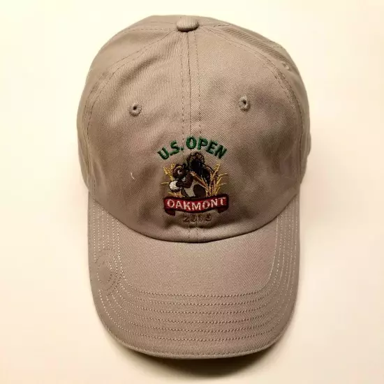 US OPEN 2016 Oakmont USGA Khaki Embroidered Golf Hat Adjustable Strap EUC