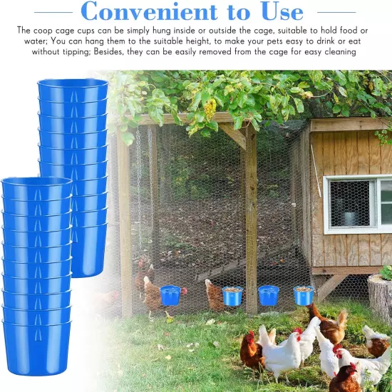 60 Pieces Cage Cups Birds Hanging Feeders Seed Bowl 8 Oz Plastic Chicken 