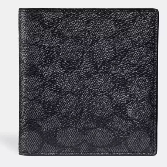 COACH 37479 Passport Case In Signature Canvas CHARCOAL