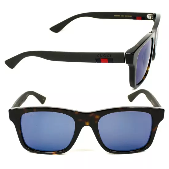 GUCCI SUNGLASSES GG0008SA 003 SQUARE TORTOISESHELL WEB DETAIL MENS