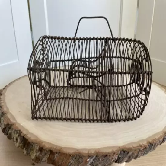 ANTIQUE EARLY PRIMITIVE HAND-WIRED MOUSE RAT RODENT PEST CATCH ALIVE TRAP BASKET