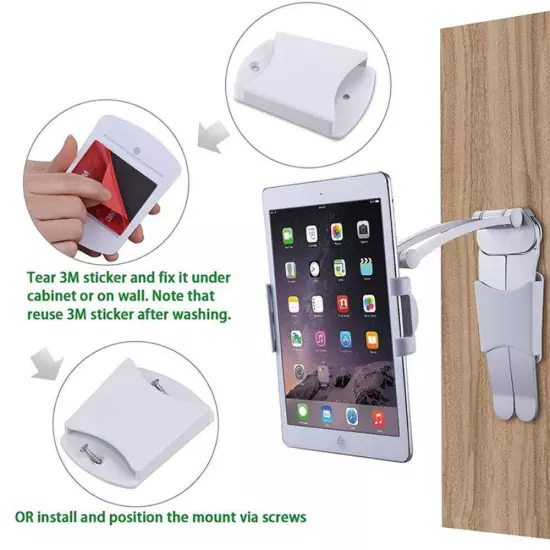 Kitchen Tablet Stand Wall Desk Tablet Mount Stand Fit For 5-10.5 inch Width Tabl