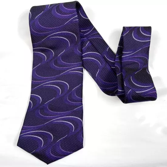 Joseph & Feiss Purple Wavey Abstract Long Necktie Silk Tie 3" x 62"