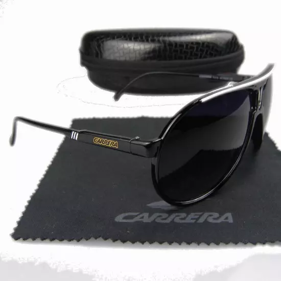 New Men's Women's Retro Outdoor Matte Black Sunglasses Carrera Glasses+Box C01