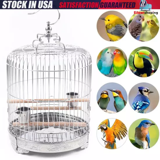 Small Parakeet Wire Bird Cage for Finches Canaries Hanging Travel Bird House NEW