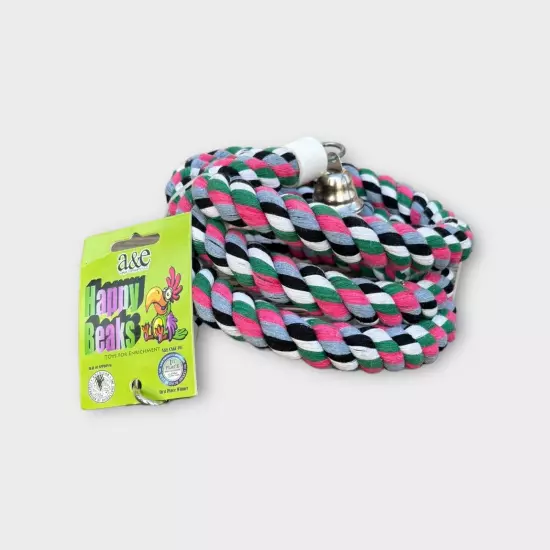 A&E CAGE COMPANY Happy Beaks Cotton Rope with Bell Bird Toy