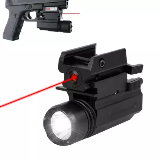 Red Laser Sight Handgun Torch LED Flashlight Combo LED for 20mm Picatinny Rail