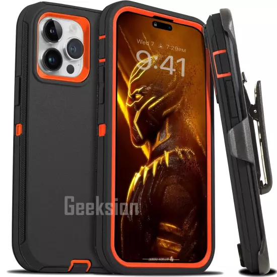 For iPhone 15 14 13 12 11 Plus Pro Max Shockproof Rugged Heavy Duty Case + Clip