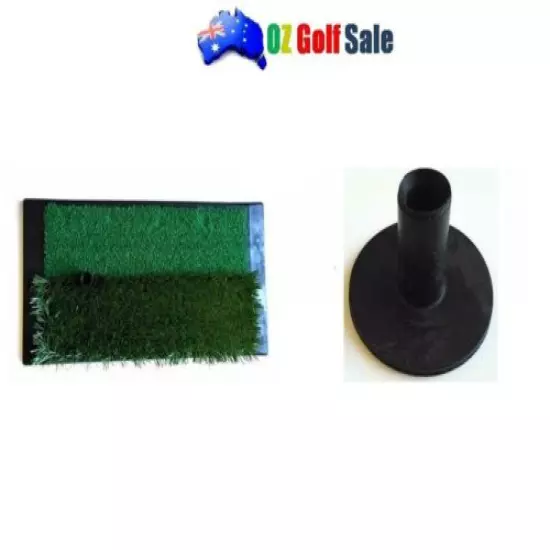 Heavy Duty Golf Driving Chipping Mat Dual Height Grass w/ Tee - 20cm x 41cm 