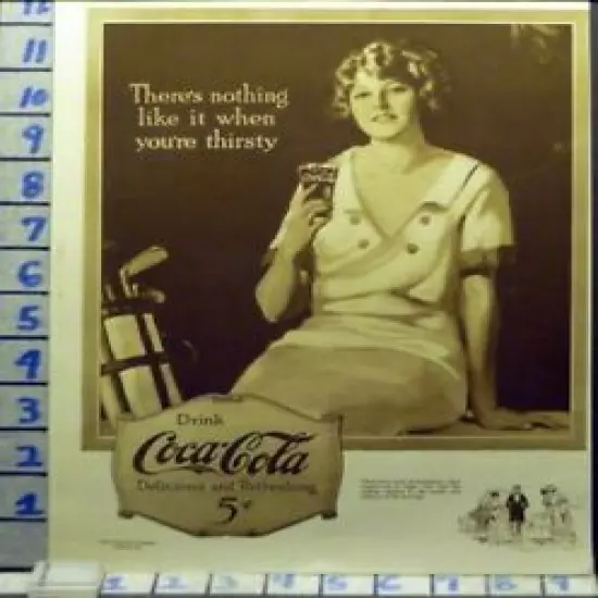 1923 GOLF WOMAN SPORT COKE SODA POP BOTTLE ATLANTA GEORGIA VINTAGE AD AQ99