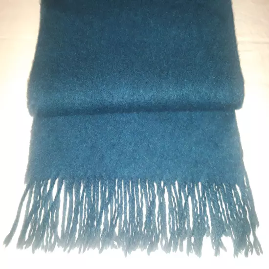 Marshall Fields dark teal cashmere fringed scarf 11.5"x60" + 3" fringe