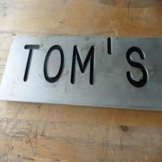 vtg Sign" Tom's Townhouse "Stainless hunting fish game Club NY 38x5x1/4"