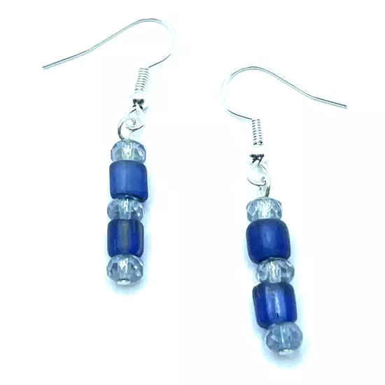 Brighton Deja Vu Blue Beads & Silver Embellishment Custom Earrings