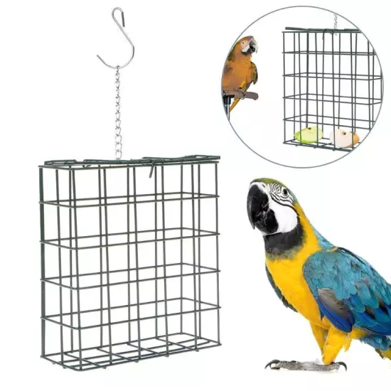 Pet Bird Dispenser Parrot Fruit Container Metal Cube