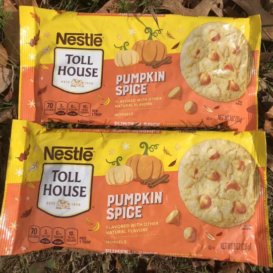 2x New Nestle Toll House Pumpkin Spice Flavored Morsels Baking Chips 9oz Bags