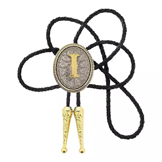 Bolo tie for Men Western Cowboy Golden Initial Letter A to Z Costume Bolo ties