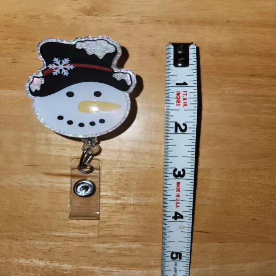 Cute Snowman Winter Holiday Christmas Badge Reel