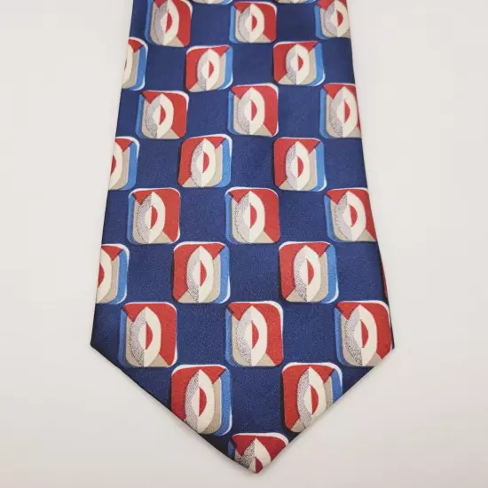 KETCH Colorful Geometric Print Blue Background Necktie Classy Business Style