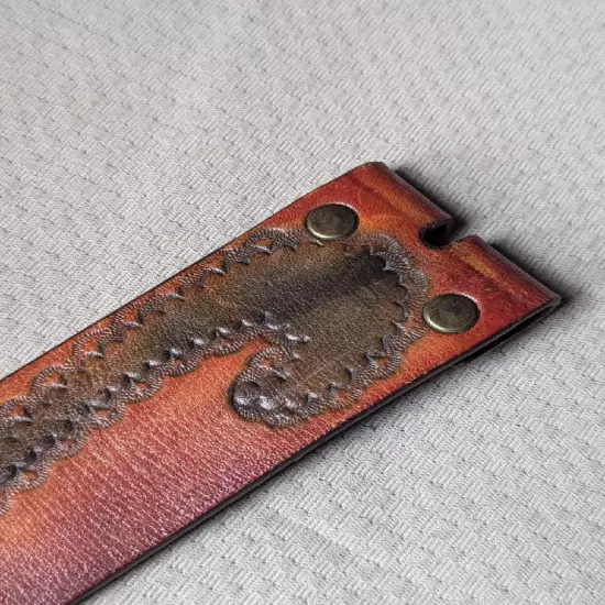 vintage HANDCRAFTED buckle belt TOOLED braided 32 cowhide leather WESTERN cowboy