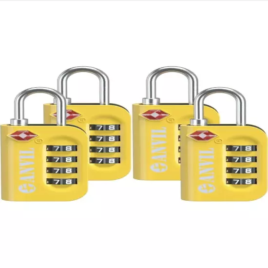 Anvil TSA Approved Luggage Lock - 4 Digit Combination Padlocks, Model C106, C14