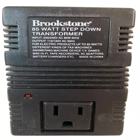 Original Brookstone 85 Watt Step Down Transformer Input 220/240V Output 110/120V