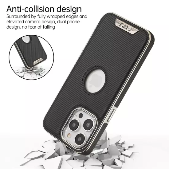 For iPhone 16 Pro Max 15 14 13 12 11 Carbon Fiber Magnetic Plating Mag-Safe Case