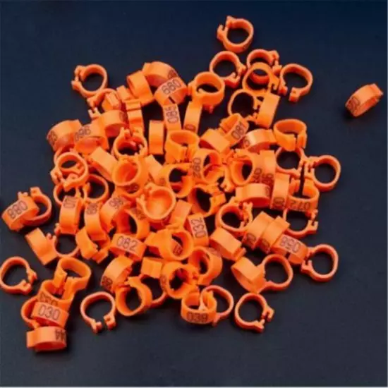 100X Bird Rings Leg Bands For Pigeon Parrot Foot Clip Rings Number 001-100