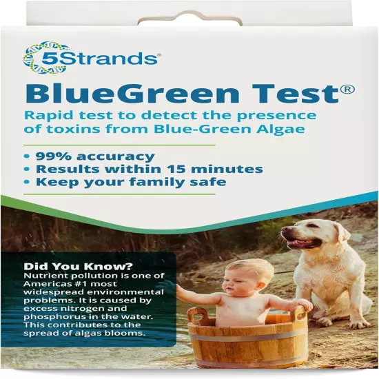 5Strands Blue Green Algae Test Kit, ﻿At Home Lake & Pond Water Testing, Water Sa