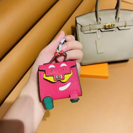 Cute Leather Mini Wallet Lipstick Bag Ladies Keychain Car Bag Charm for AirPods