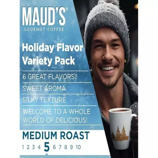 (42 Count) Maud's Holiday Flavored Coffee Pods Variety Pack