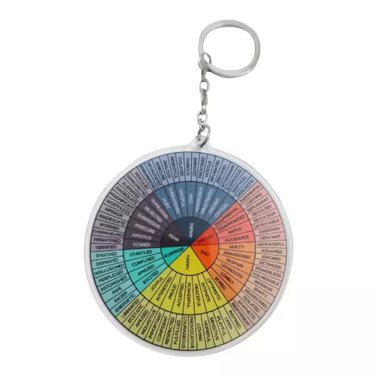 With Feelings Wheel Chart Keychain Keyring Key chain Ease Emotions 3.15in