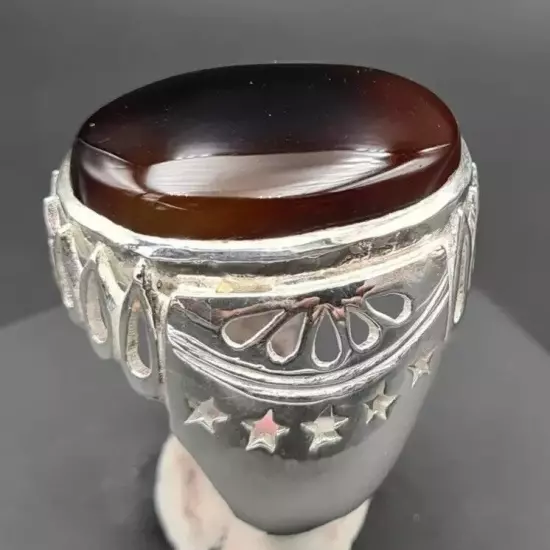 Shefat Al Abad Black Aqeeq Ring - Yemeni Al Habshi Kabadi Agate, Exquisite