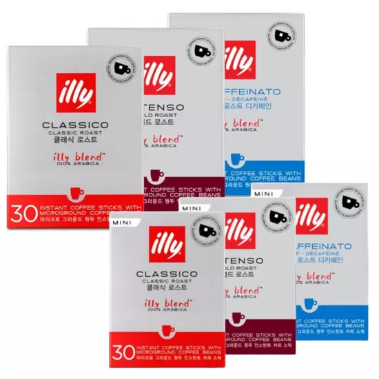 illy Instant Coffee 30 Stick Classico Classic Roast Intenso Bold Decaffeinated