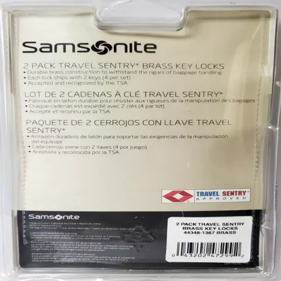 Samsonite Brass Luggage Locks 2 Pack Travel Sentry New