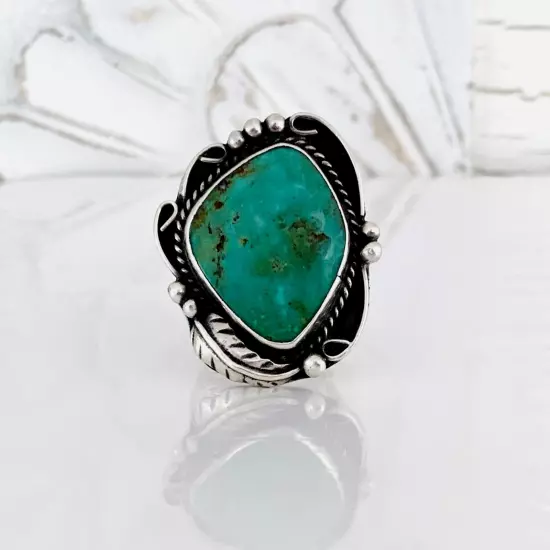 Sterling Silver 925 Turquoise Mexico Southwest Mens Native Style Bold Large Ring