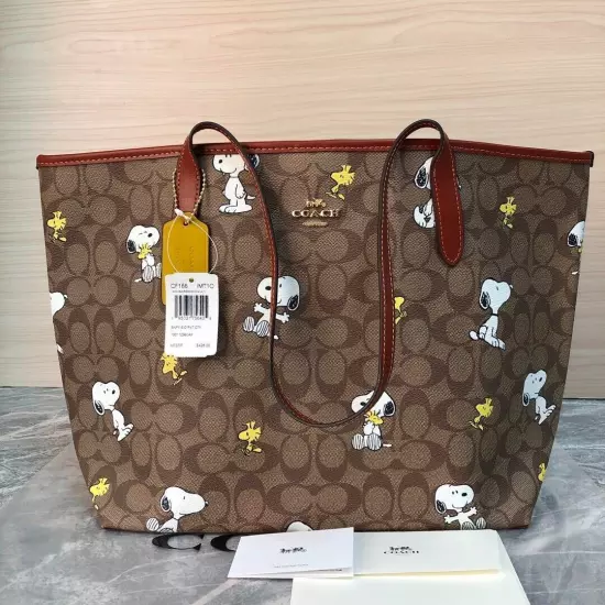 Coach Peanuts Snoopy CF166 Khaki Redwood Multi Tote Bag Signature Canvas japan