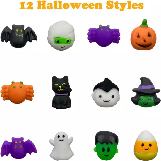 24 PCS Halloween Mochi Squishy Toys Squishies Halloween Toys for Kids Girls Boys