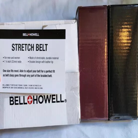 Bell & Howell Men's Stretch Belt (Brown And Black Belt) *Damaged Box* 