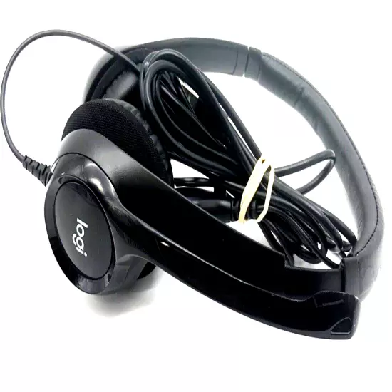 Logitech Logi Headphone Headset Wired Black USB Padded Ears Volume Control A8 